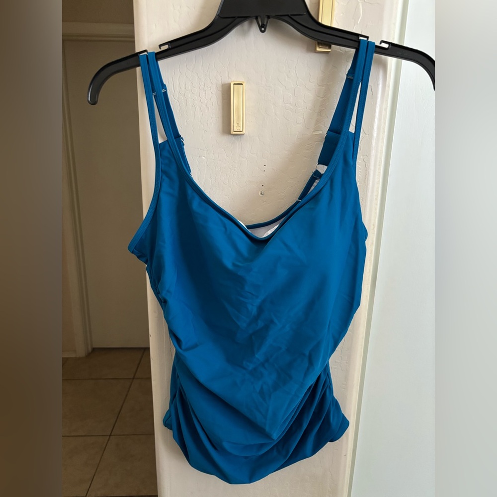 🍾NWT Eomenie Tropical Leaf Print Shorts and Blue Tankini Set, Size XL - Picture 8 of 9